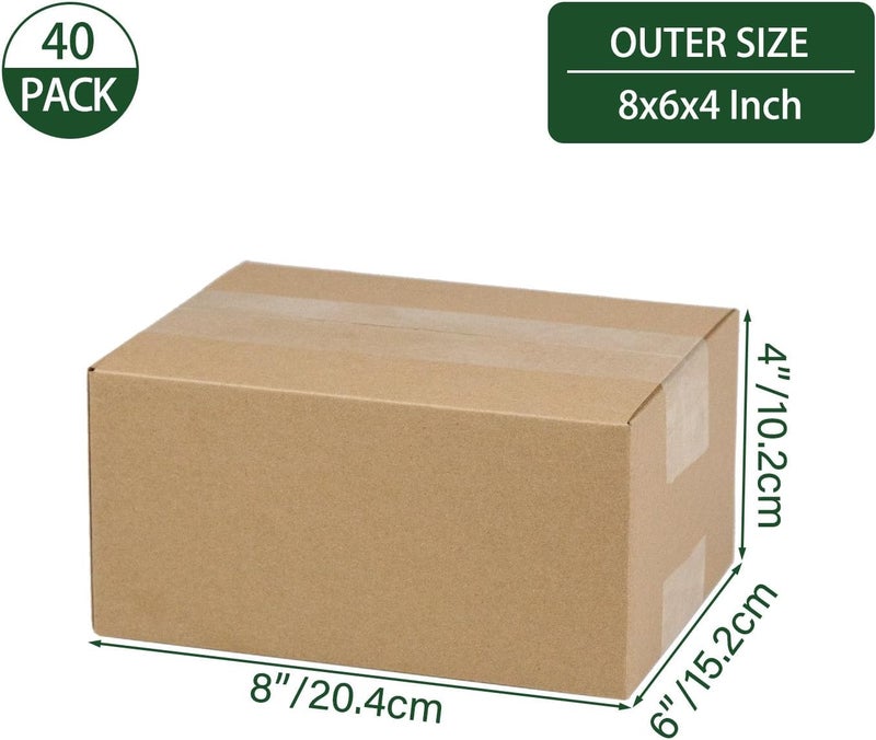 HESESOH 8x6x4 Inches Shipping Boxes Set of 40, Brown Corrugated Cardboard Box Literature Mailer for Packing Small Business - Image 2